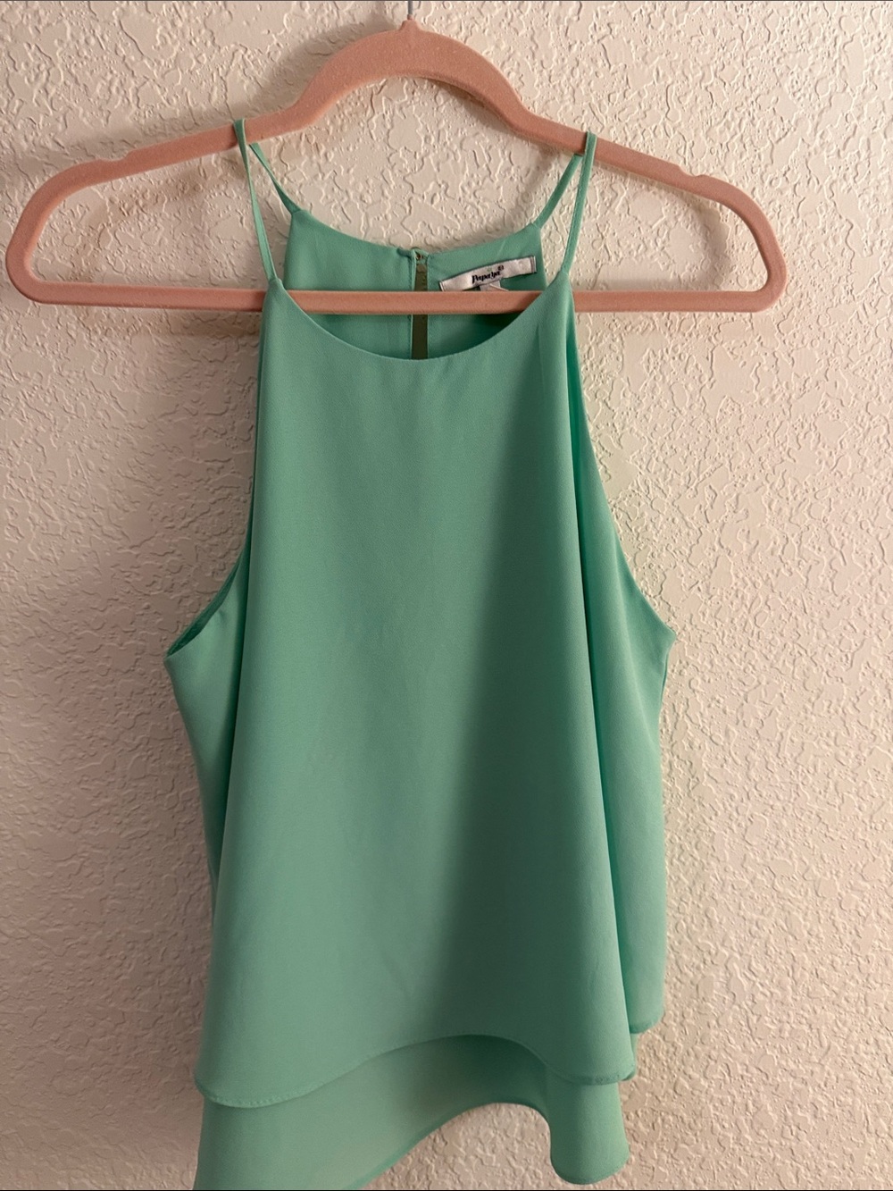 Papaya Mint Green Double-Layer Halter Tank